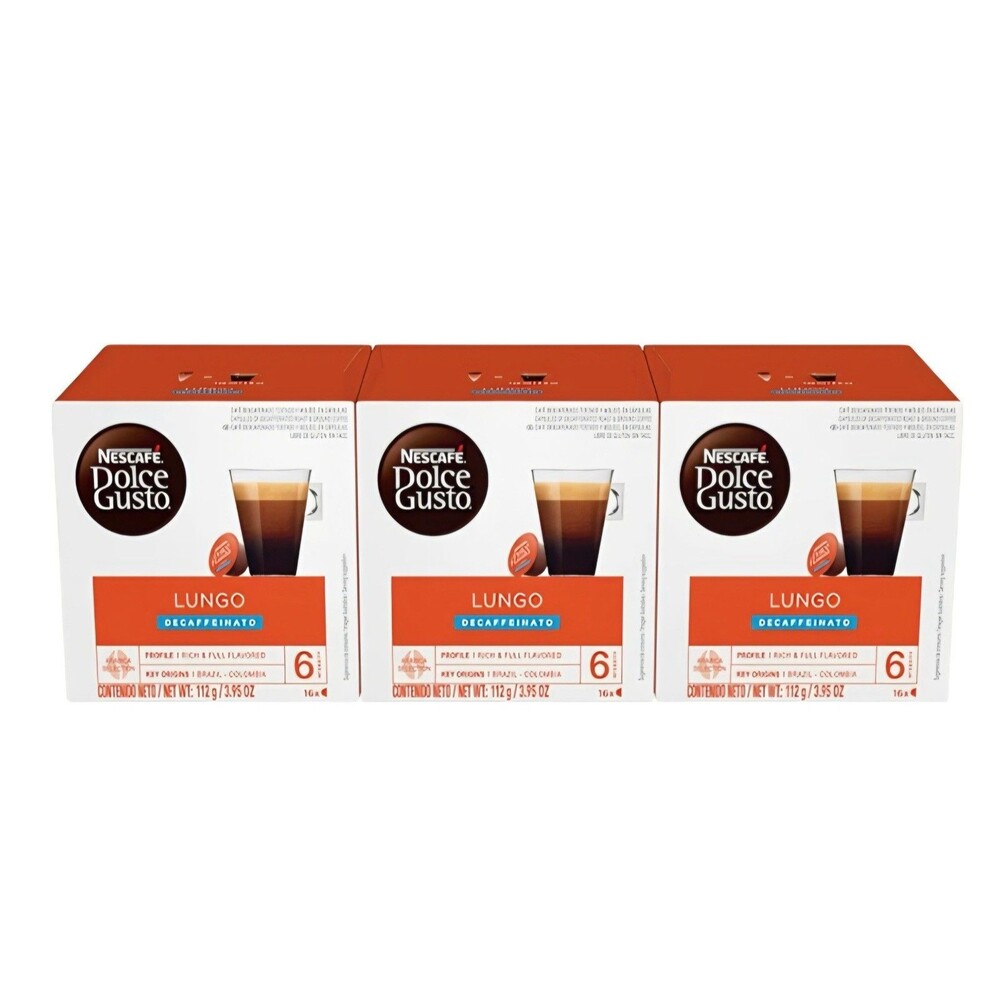 Nescafe Dolce Gusto Lungo Decaf Coffee Pods 48 Capsules Medium Roast